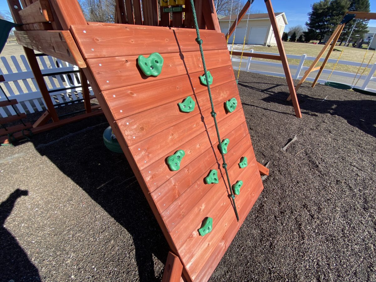 playground set for backyard with rock climbers