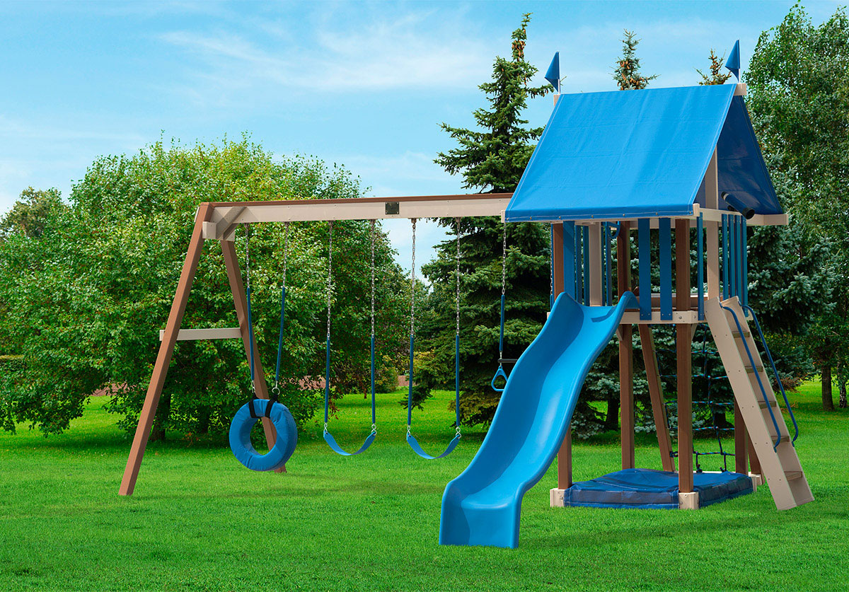 outdoor swing and slide set