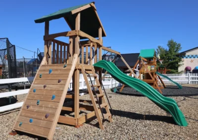 wood playground swing set