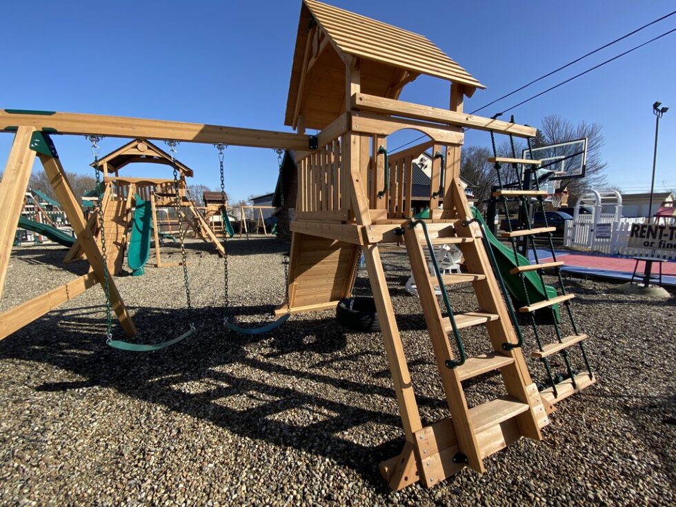 Cheap Wooden Swing Sets Castle II With Wooden Roof