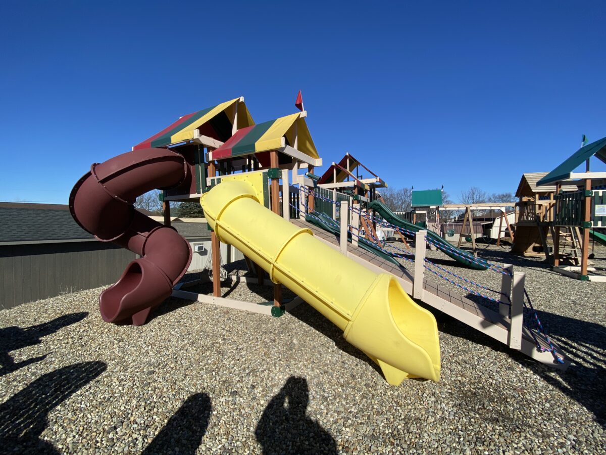 wooden playground with tube slides for sale