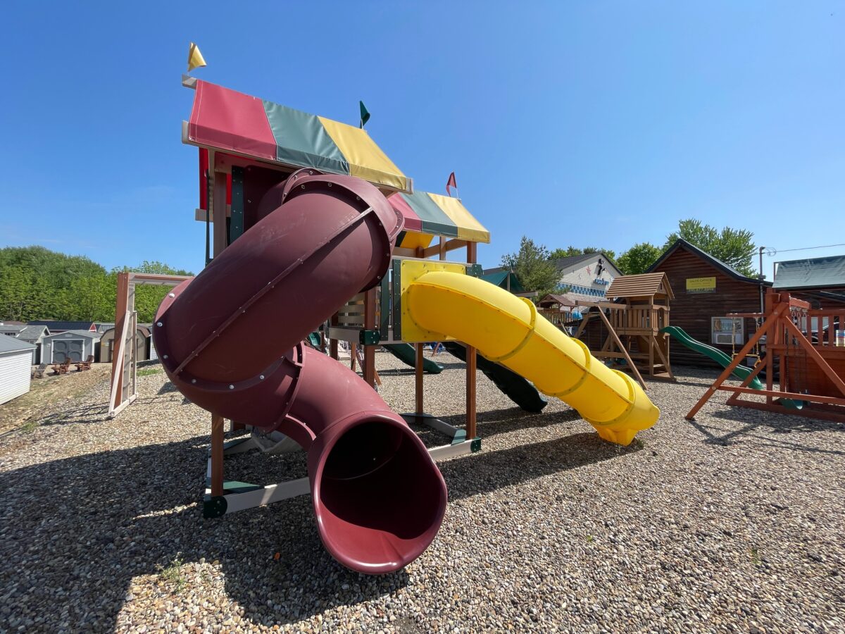 wooden playground with tube slides for sale 2