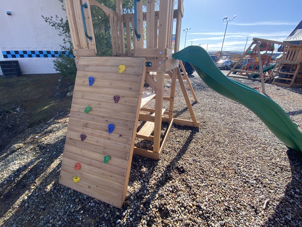 affordable swing set with wavy slide