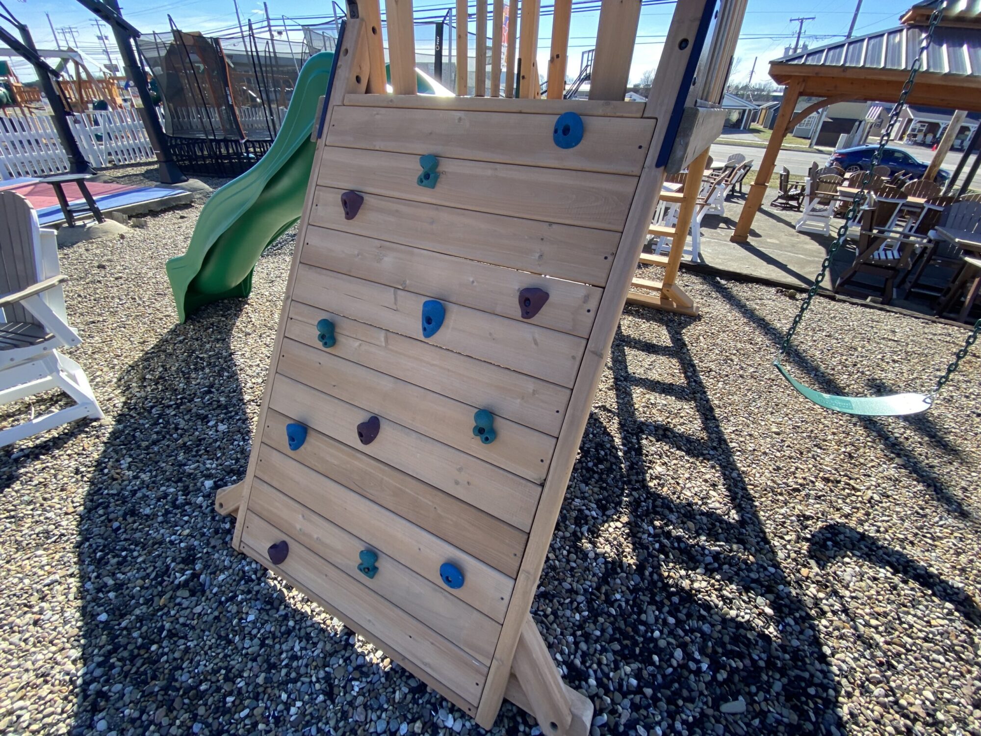 outdoor swing sets for sale with rock climber