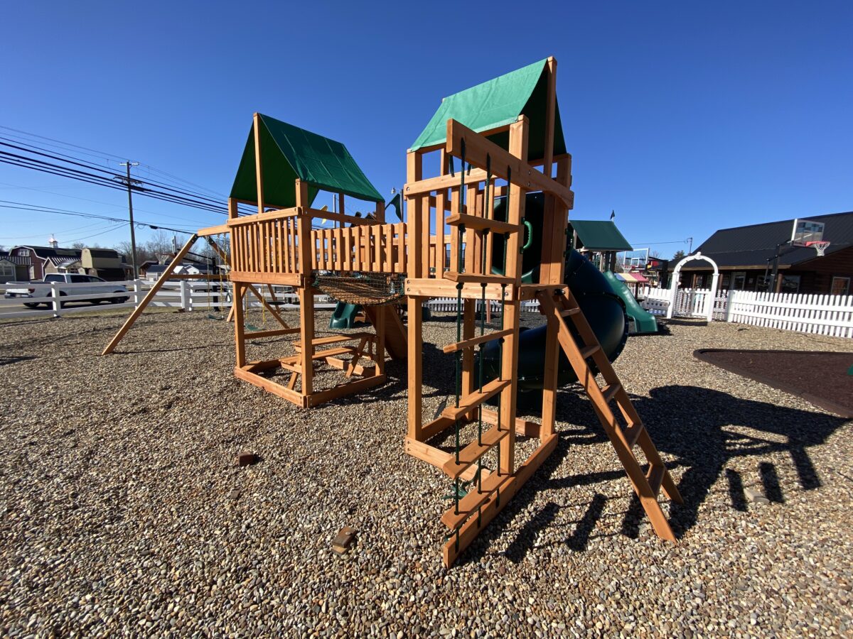 playhouse swing set combo green canopy roofing