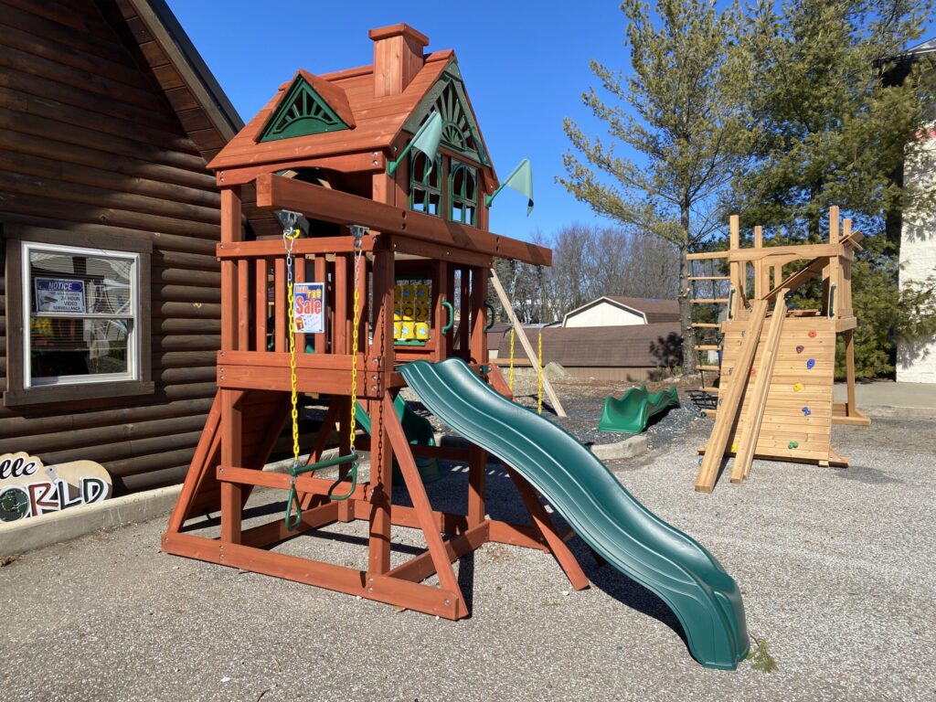 small poly wood swing set