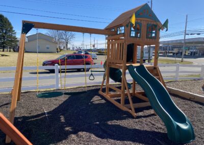 swing set with tube slide and multiple swings