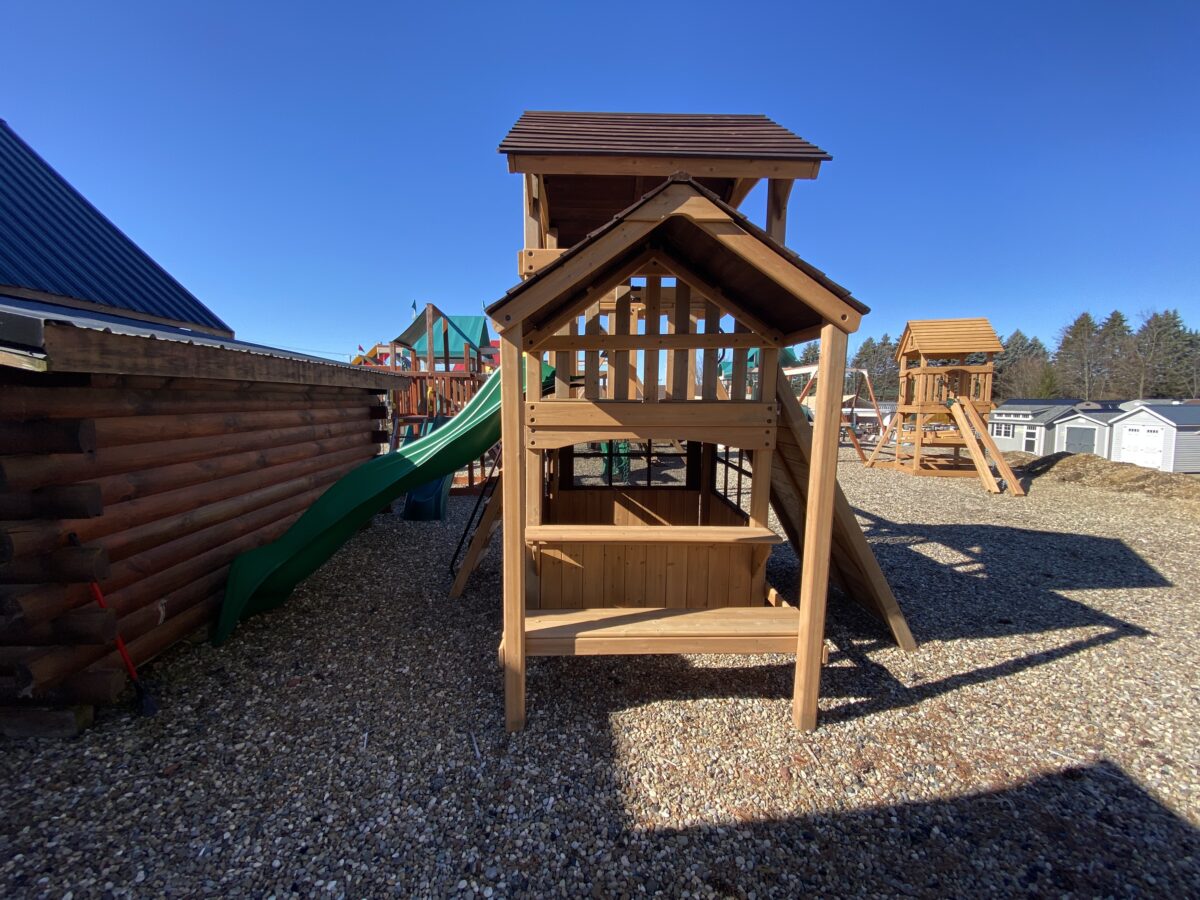 wooden swing set with slide for sale near me