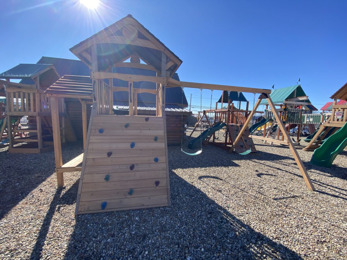 wooden swing set with slides