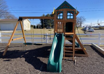 wooden swing set with tube slide