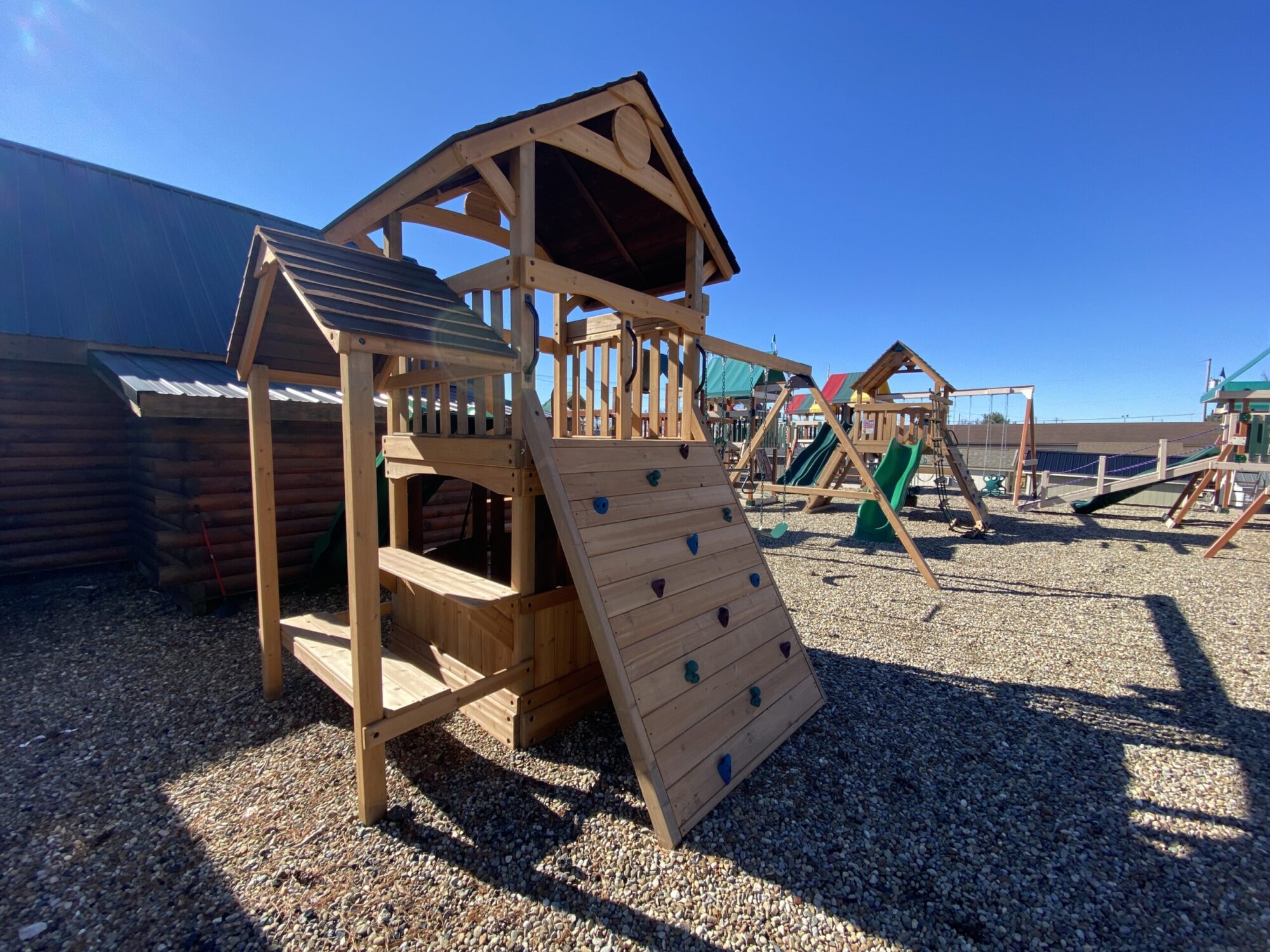 wooden swing sets with slide