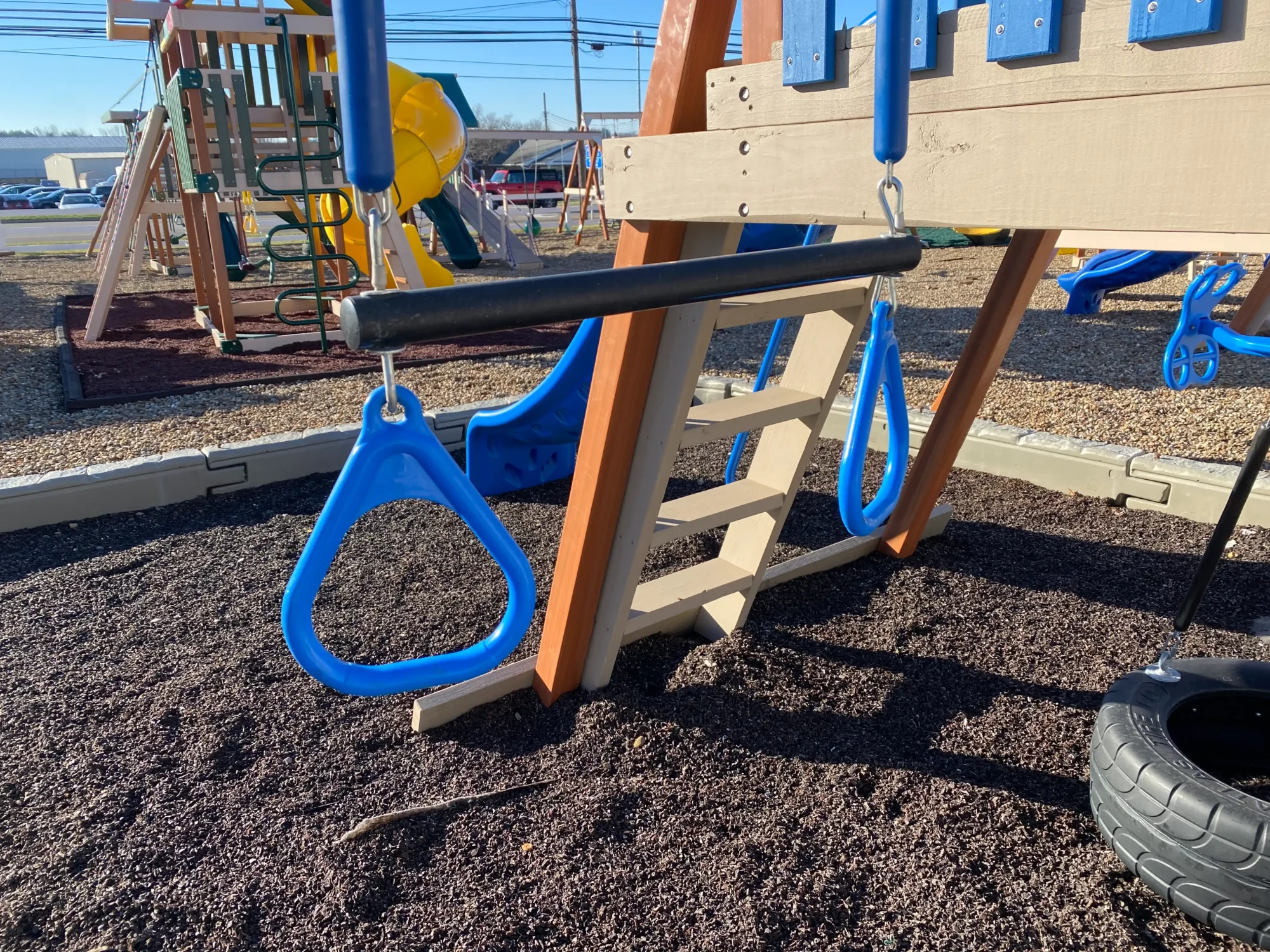 Small swing set with slide kids world play systems