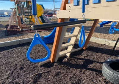 Small swing set with slide kids world play systems