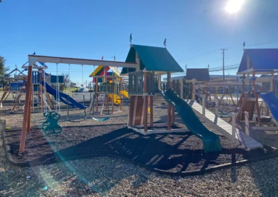 Wood swing set with canopy kids world play systems