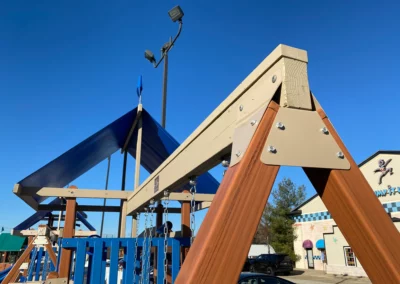 Wooden swing and slide set kids world play systems