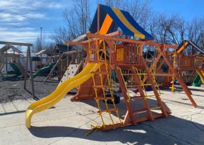 wooden swing set with slide kids world play systems 1